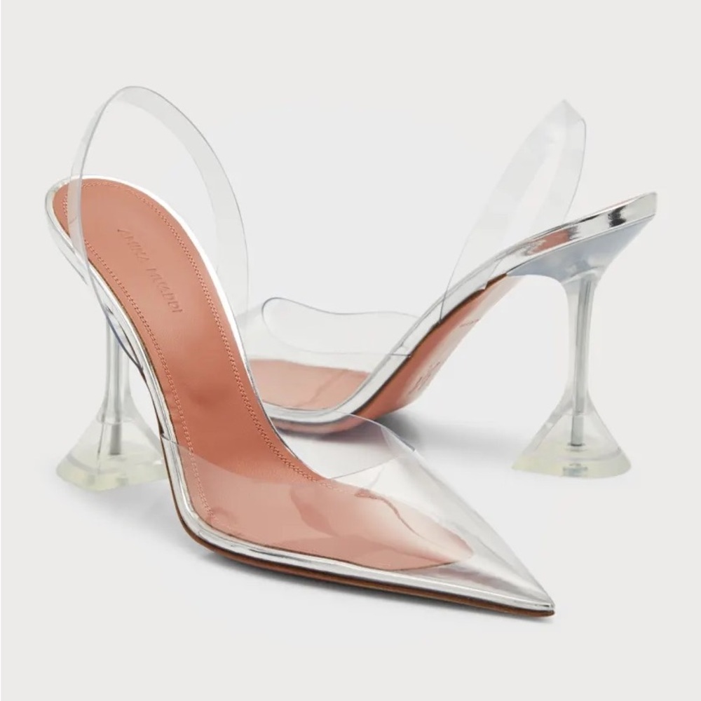 Amina Muaddi - 95mm Holli Glass Sling Heel Mule (clear pvc) Size 39.5